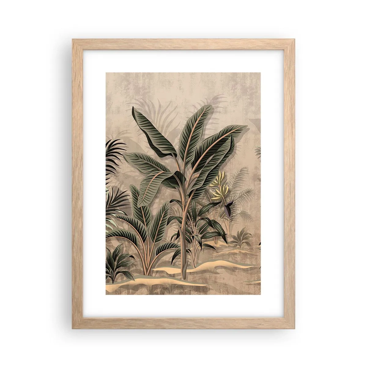 Poster în ramă de stejar deschis - Gravură în stil colonial - 30x40 cm