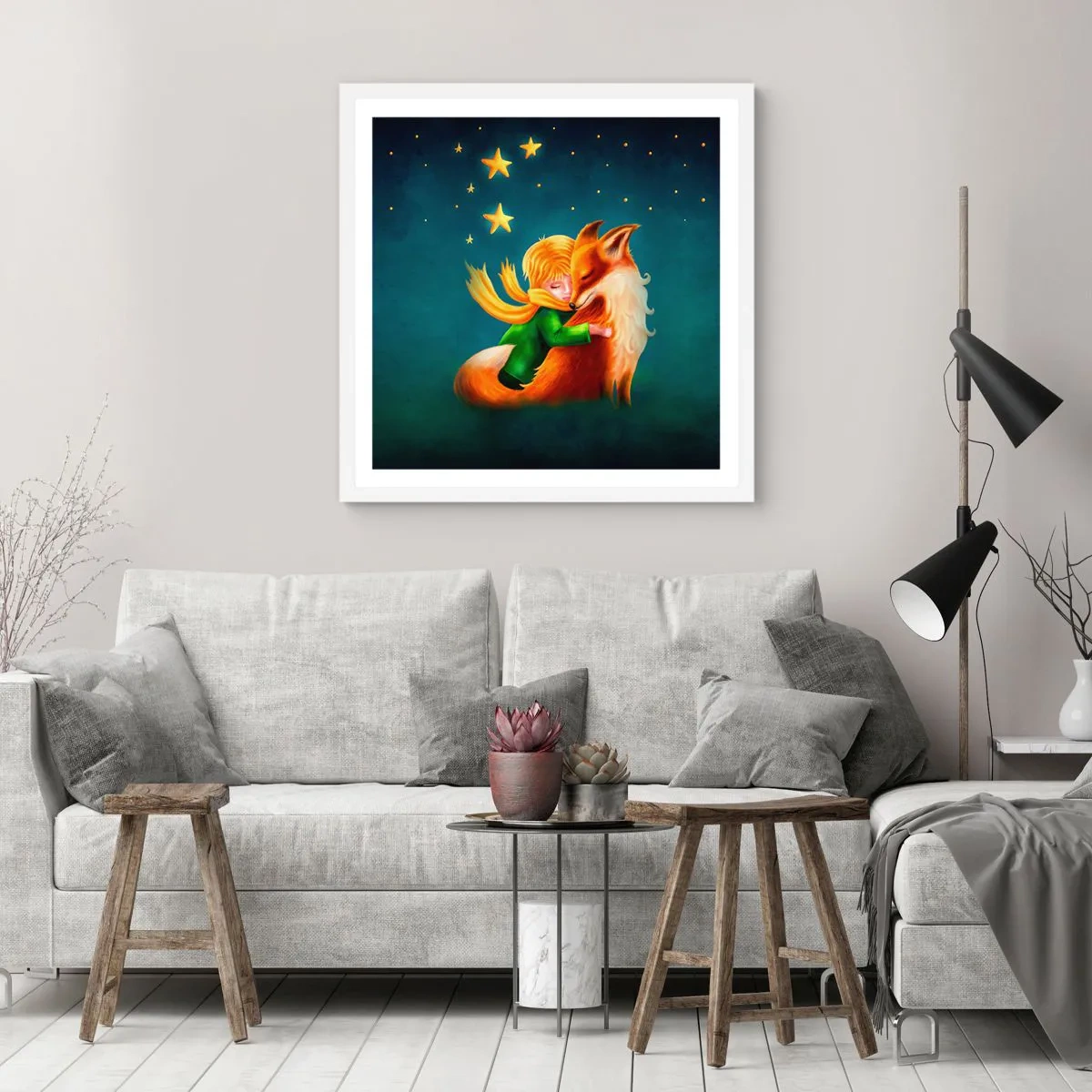 Poster în ramă albă - Micul Prinț - 60x60 cm