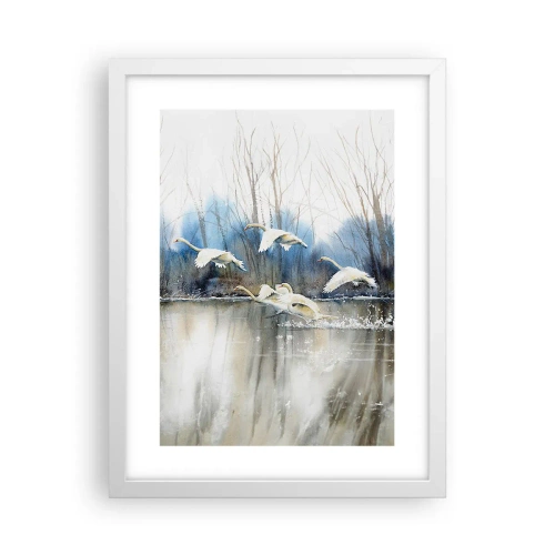 Poster în ramă albă - Dansând cu lebedele sălbatice - 30x40 cm