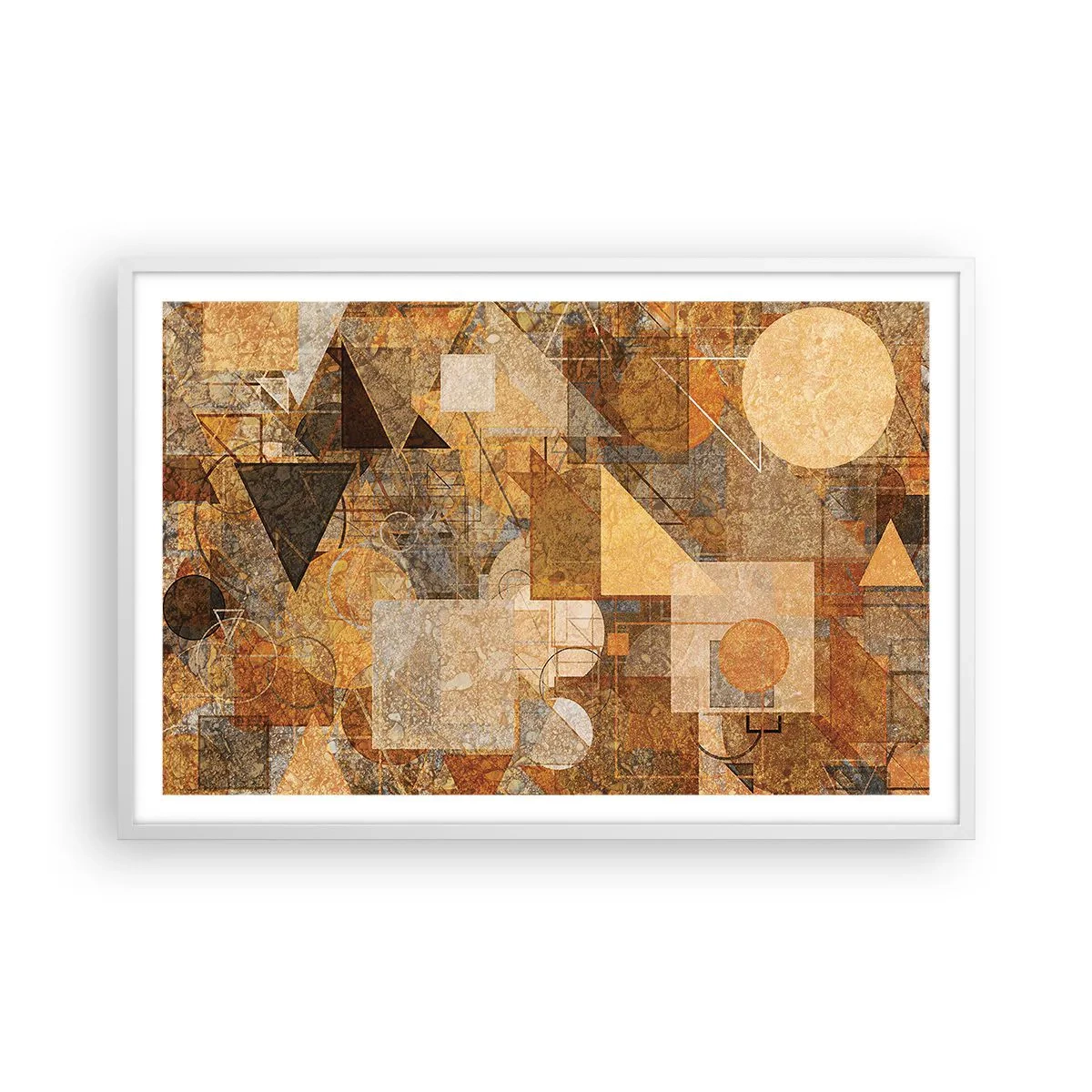 Poster în ramă albă - Studiu cubist de bronz - 91x61 cm