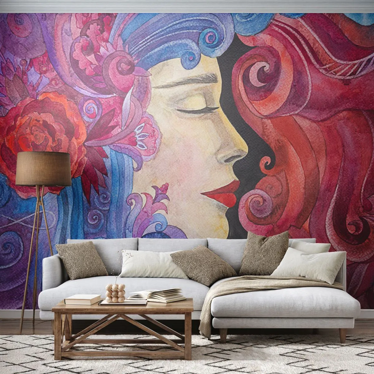 Tapet Standard Eco - Secesiunea mai trăiește - Femeie, Flori, Zeiţă - 200x140 cm