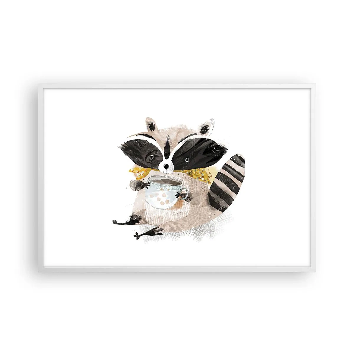 Poster în ramă albă - Prietenul meu ratonul - 91x61 cm