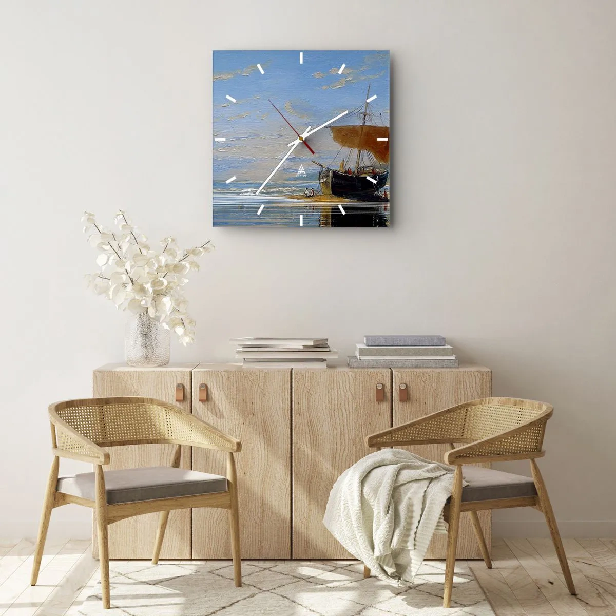 Ceas de perete - Ceas pe sticlă - Apă, pământ, aer - 40x40 cm