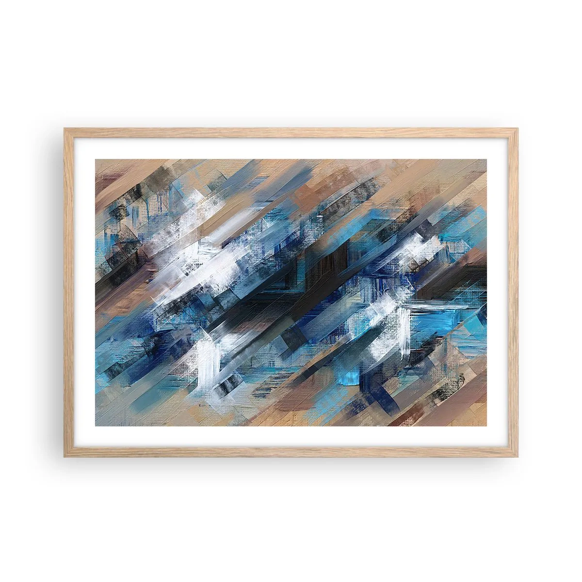 Poster în ramă de stejar deschis - Pe o pantă albastră - 70x50 cm