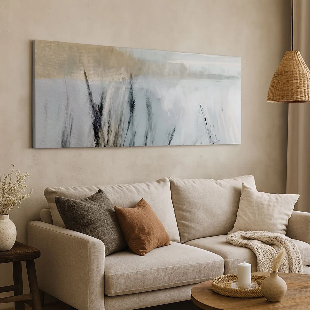 Tablou pe pânză - Câmpuri de iarnă - 100x40 cm