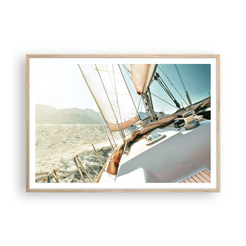 Poster în ramă de stejar deschis - Pânzele umflate de vânt - 100x70 cm