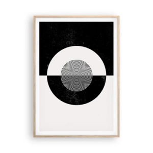 Poster în ramă de stejar deschis - Armonie în alb și negru - 70x100 cm
