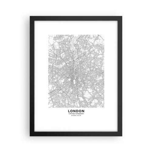 Poster în ramă neagră - Harta labirintului din Londra - 30x40 cm