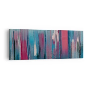 Tablou pe pânză - Compoziție verticală în albastru și roșu - 140x50 cm