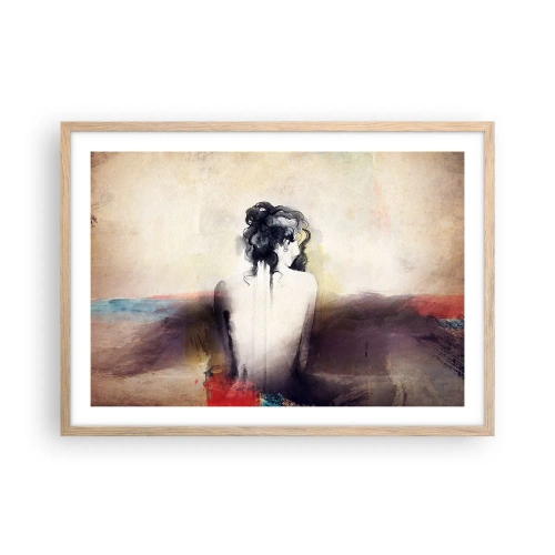 Poster în ramă de stejar deschis - Linii moi, forme ovale - 70x50 cm