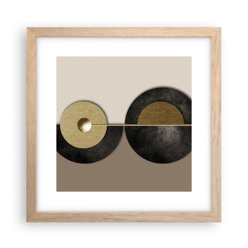 Poster în ramă de stejar deschis - Variații în jurul unui cerc - 30x30 cm
