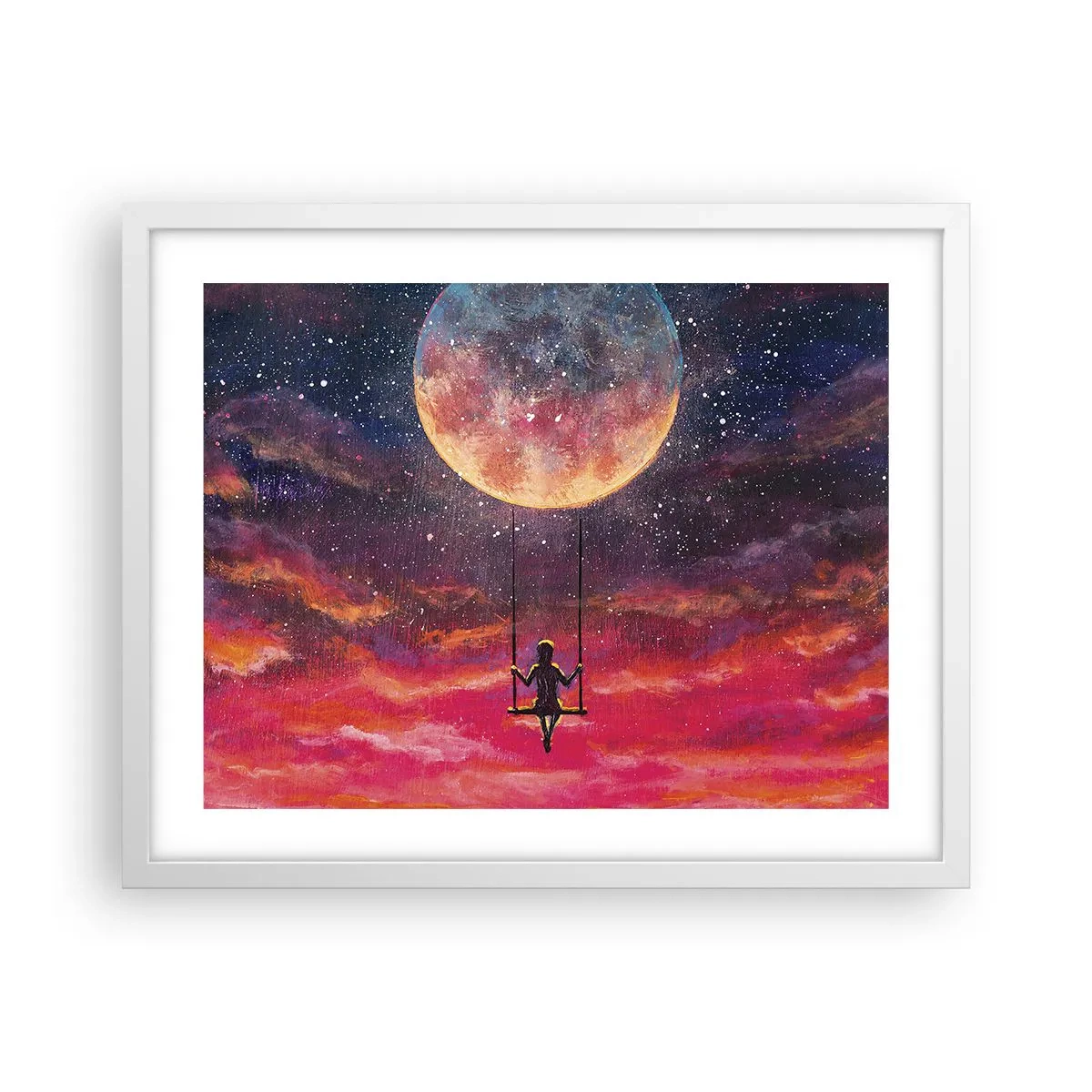 Poster în ramă albă - Cu capul în nori - 50x40 cm
