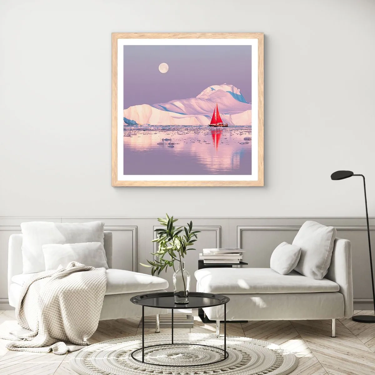 Poster în ramă de stejar deschis - Căldura pânzei, frigul gheții - 40x40 cm