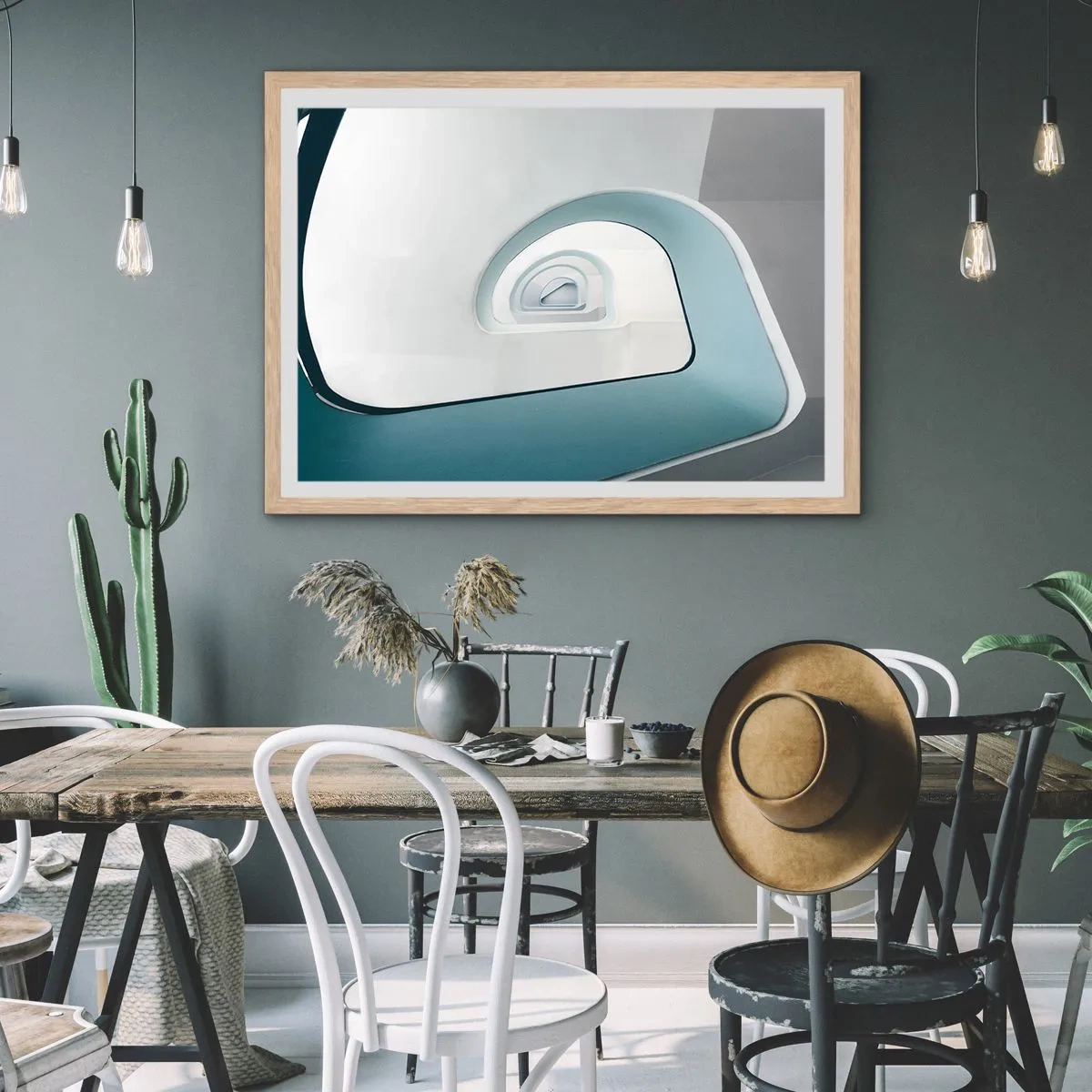 Poster în ramă de stejar deschis - Până la fundul albastrului - 70x50 cm