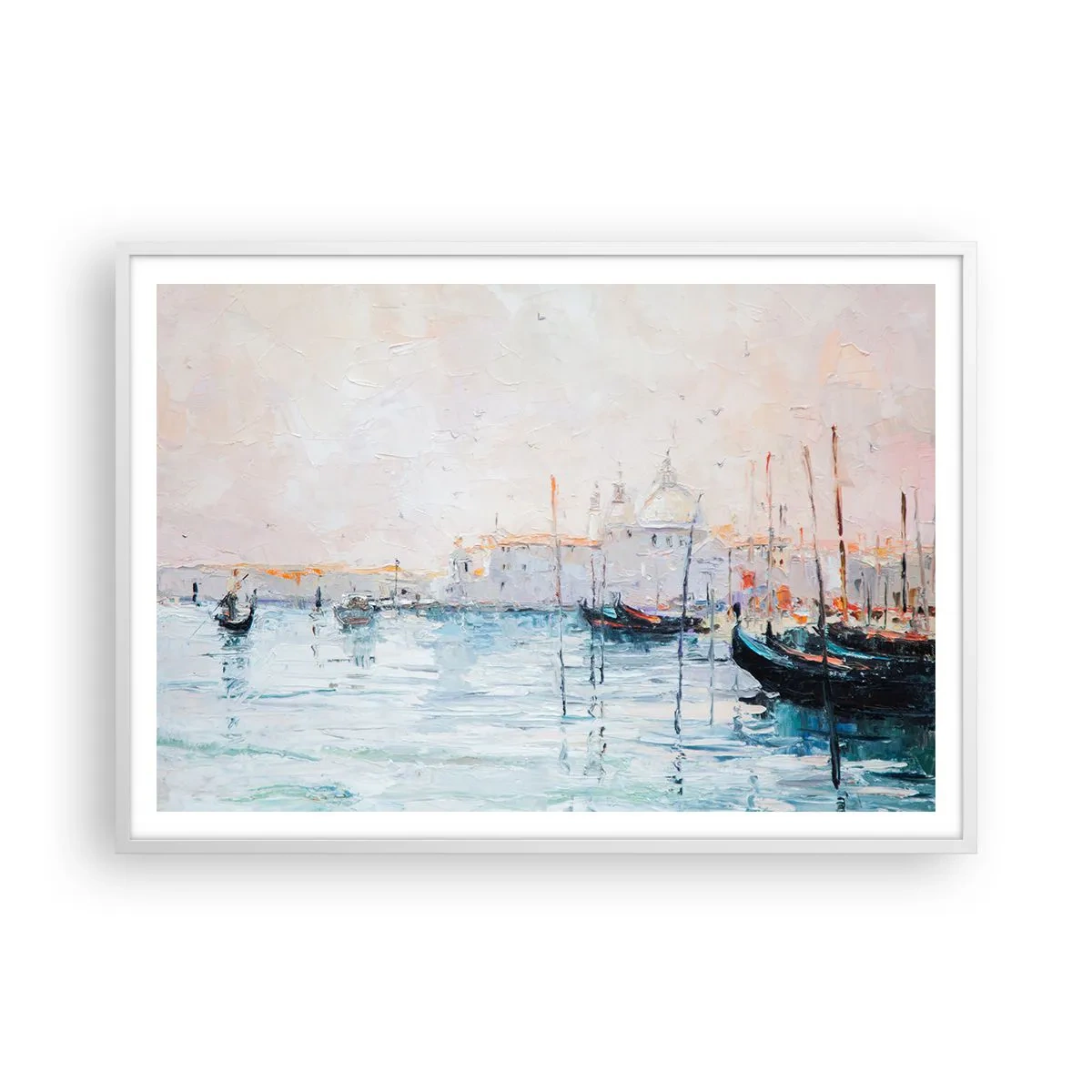 Poster în ramă albă - În spatele apei, în spatele ceții - 100x70 cm