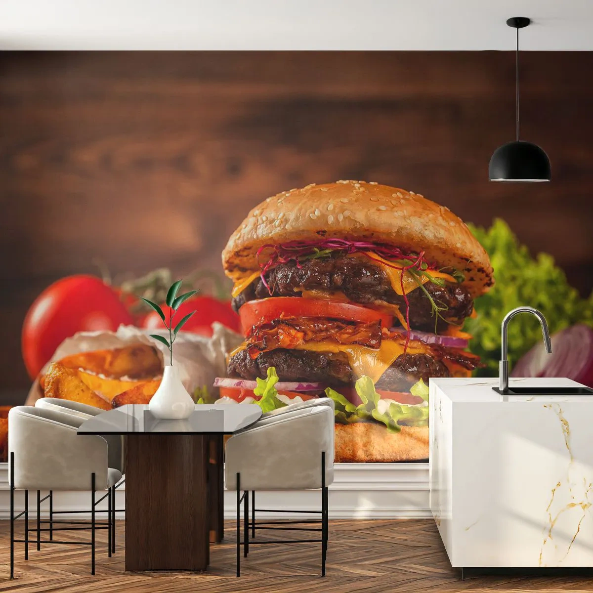 Tapet Autoadeziv Deluxe Sticker - Fruct interzis - Gastronomie, Hamburger, Burger - 250x175 cm