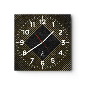 Ceas de perete - Ceas pe sticlă - Geometrie în stil glamour - 40x40 cm