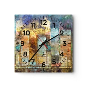 Ceas de perete - Ceas pe sticlă - Metropola însorită - 30x30 cm