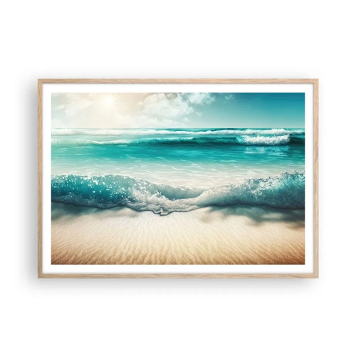 Poster în ramă de stejar deschis - Calmul oceanului - 100x70 cm