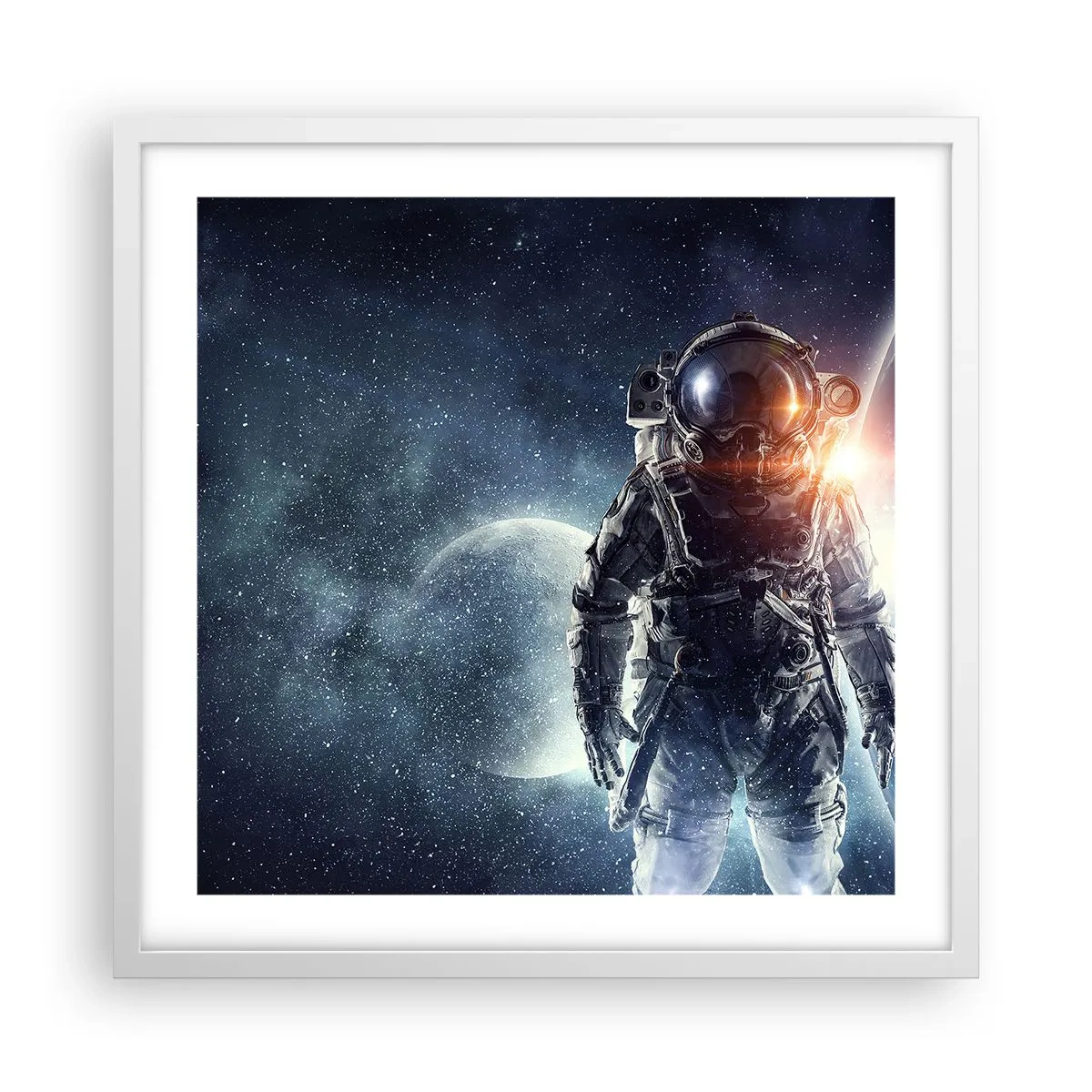 Poster în ramă albă - Aventură spațială - 50x50 cm
