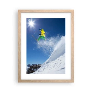 Poster în ramă de stejar deschis - Dansând cu munții - 30x40 cm