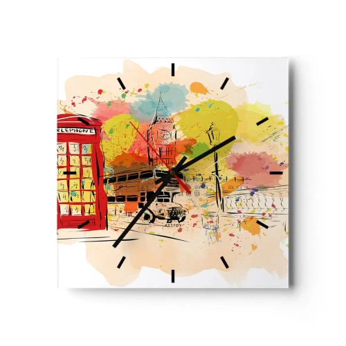 Ceas de perete - Ceas pe sticlă - Orașul varietăților - 30x30 cm