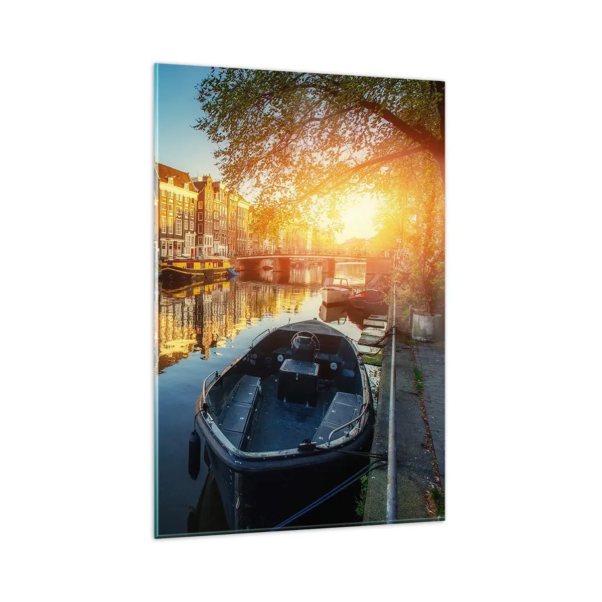 Tablou pe sticlă - Dimineața în Amsterdam - 80x120 cm