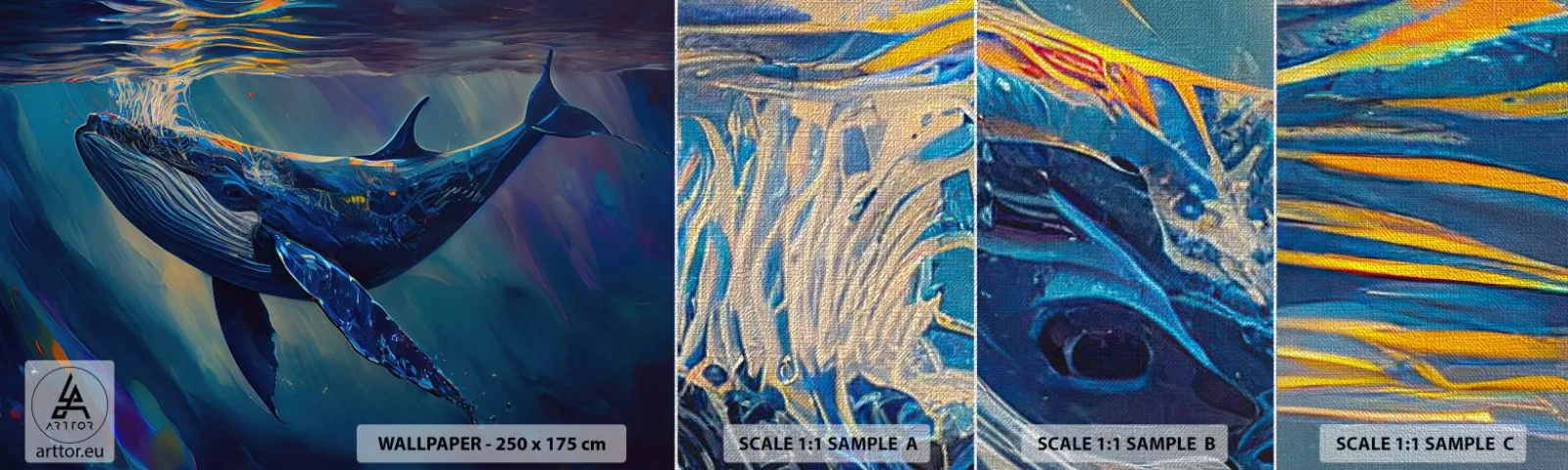 Mostră tapet Premium Canvas - Bun venit în lumea mea - Balenă, Ocean, Sub apă - 100x30 cm