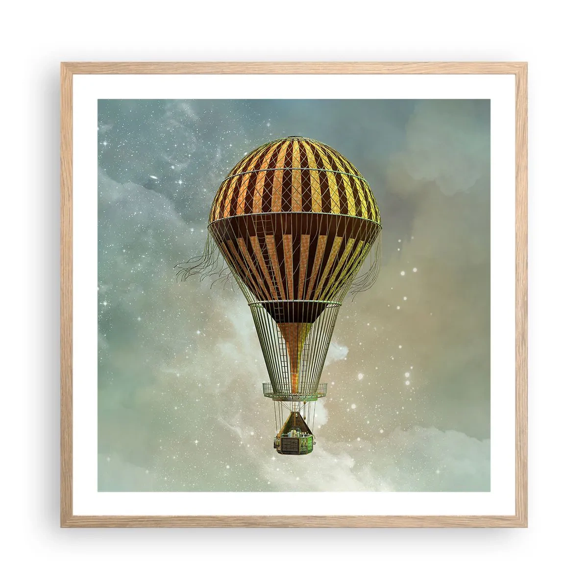 Poster în ramă de stejar deschis - Zboruri de pionierat - 60x60 cm