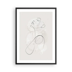Poster în ramă neagră - Linia de contur a figurii pe fundalul unor forme pastelate delicate - 50x70cm - Spirala frumuseții - Decorațiune modernă pentru perete pentru living și dormitor ARTTOR