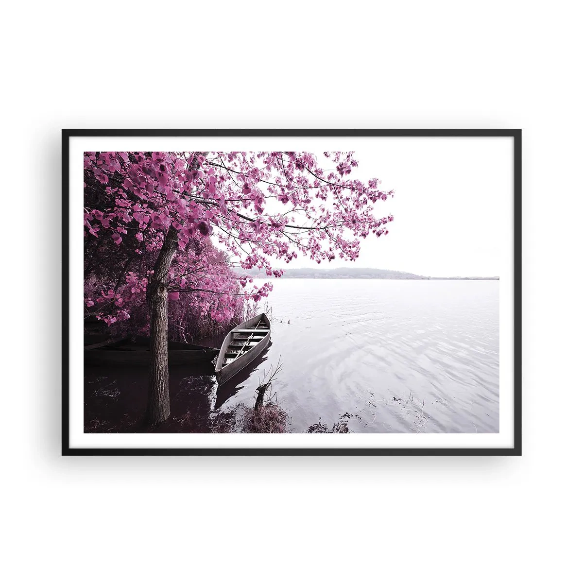 Poster în ramă neagră - În tăcerea roz - 100x70 cm
