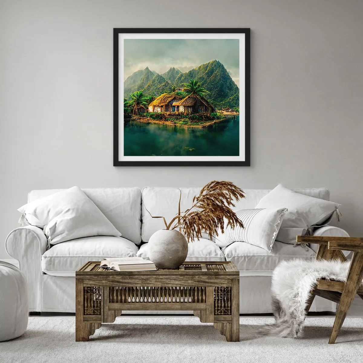 Poster în ramă neagră - Paradisul tropical - 60x60 cm