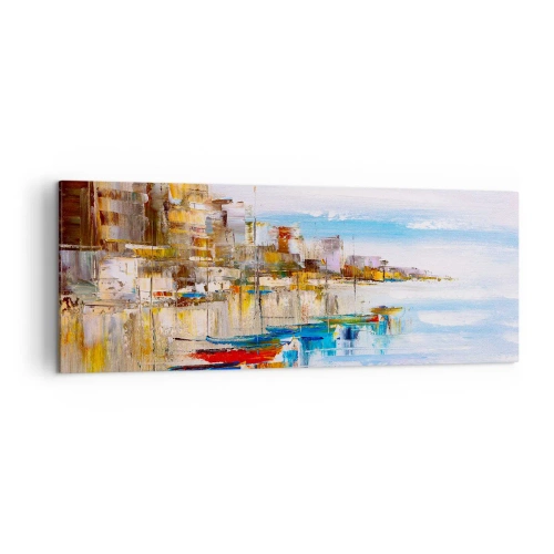 Tablou pe pânză - Port urban multicolor - 140x50 cm