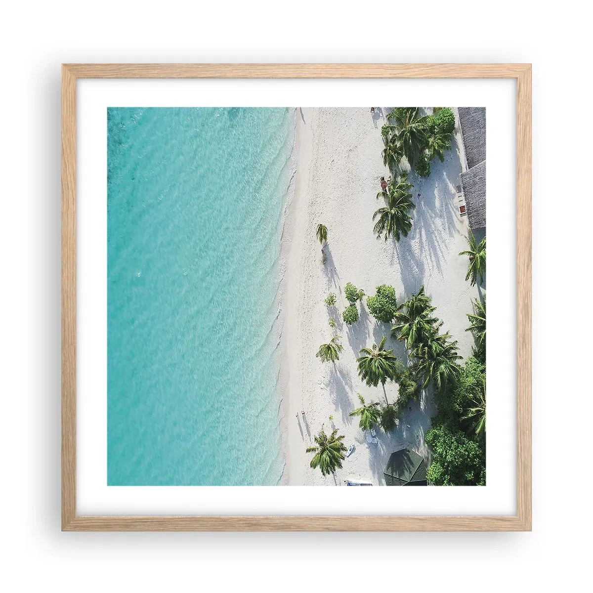 Poster în ramă de stejar deschis - Vacanță în paradis - 50x50 cm