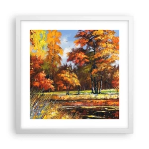 Poster în ramă albă - Peisaj în aur și bronz - 40x40 cm