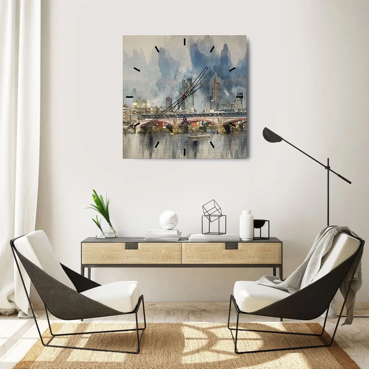 Ceas de perete - Ceas pe sticlă - Londra în toată splendoarea ei - 40x40 cm