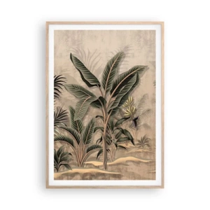 Poster în ramă de stejar deschis - Gravură în stil colonial - 70x100 cm