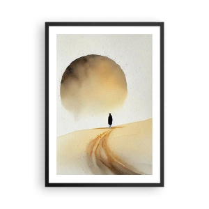 Poster în ramă neagră - Silueta unui călător pe un drum deșertic - 50x70cm - Întotdeauna un dor - Decorațiune modernă pentru perete pentru living și dormitor ARTTOR