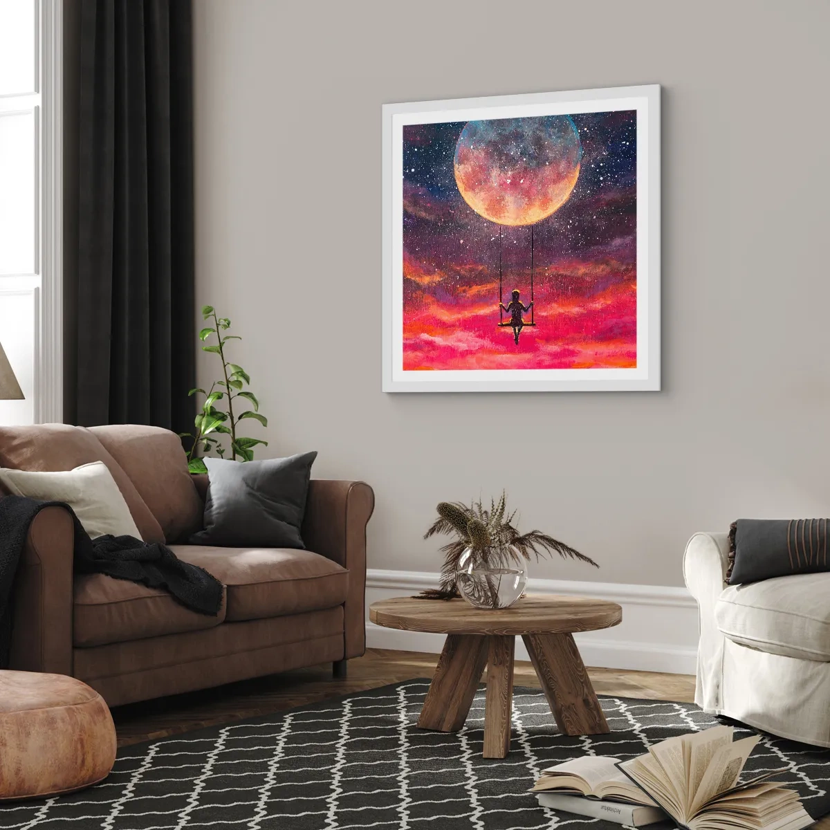 Poster în ramă albă - Cu capul în nori - 30x30 cm