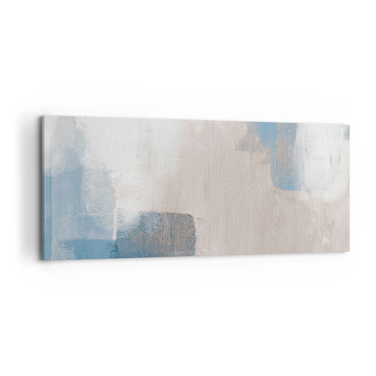 Tablou pe pânză - Abstracție roz în spatele unui voal de albastru - 120x50 cm