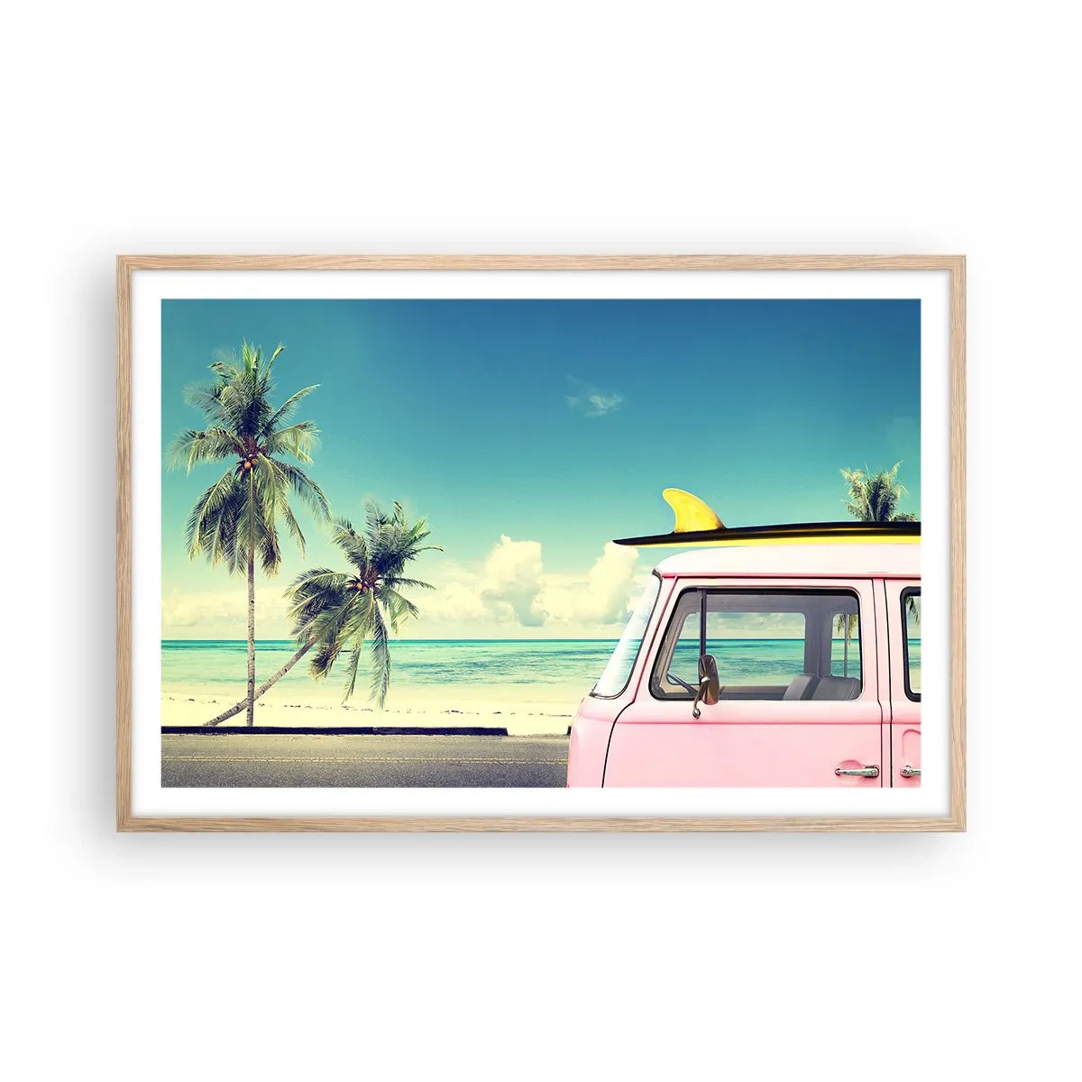 Poster în ramă de stejar deschis - Să înceapă vacanța - 91x61 cm