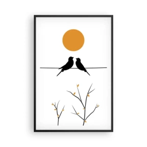 Poster în ramă neagră - Seară cu privighetori - 61x91 cm