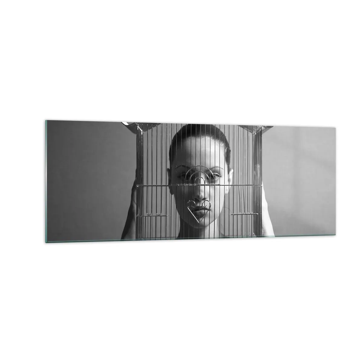 Tablou pe sticlă - Un portret oarecum suprarealist - 140x50 cm