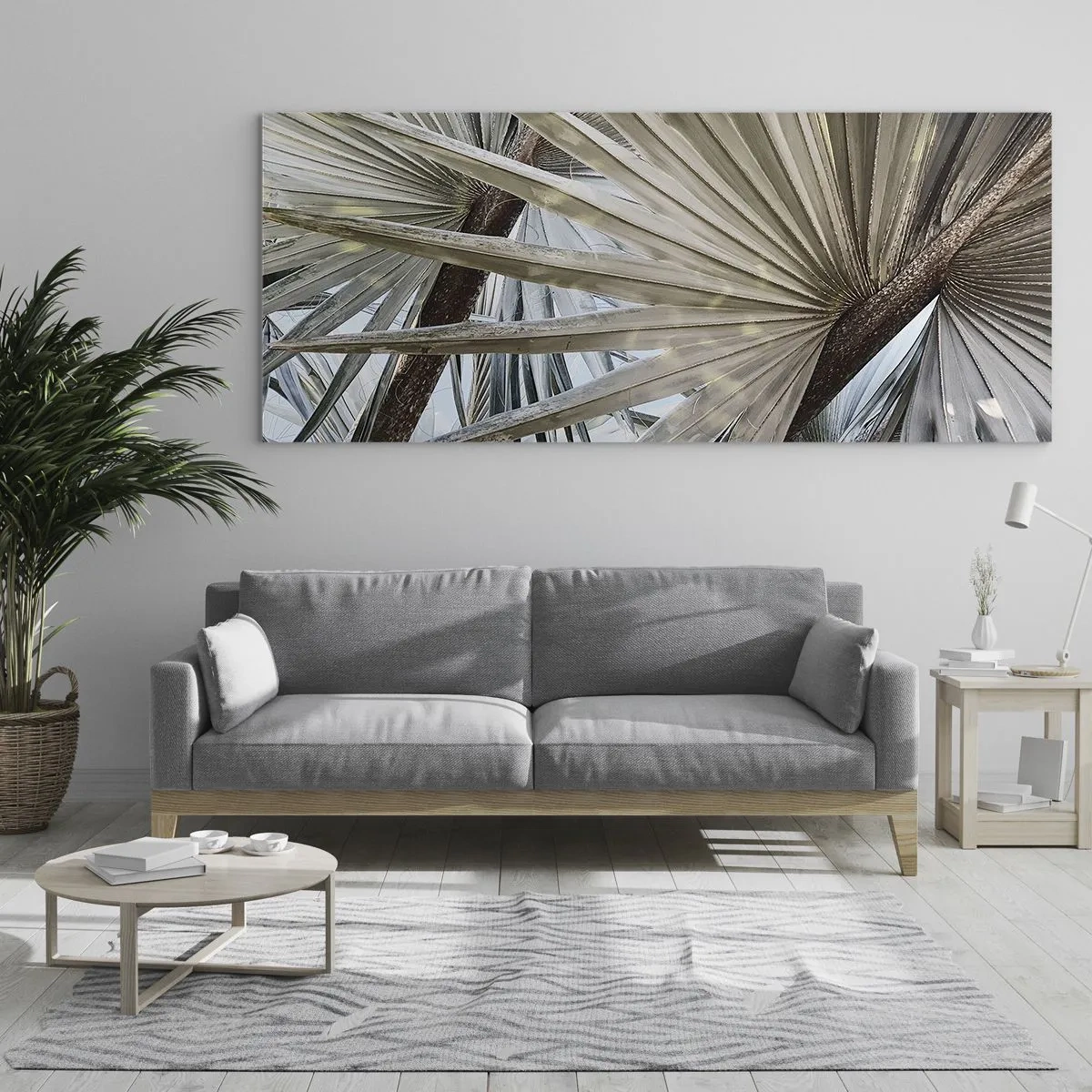 Tablou pe sticlă - Evantaie din tropice - 100x40 cm