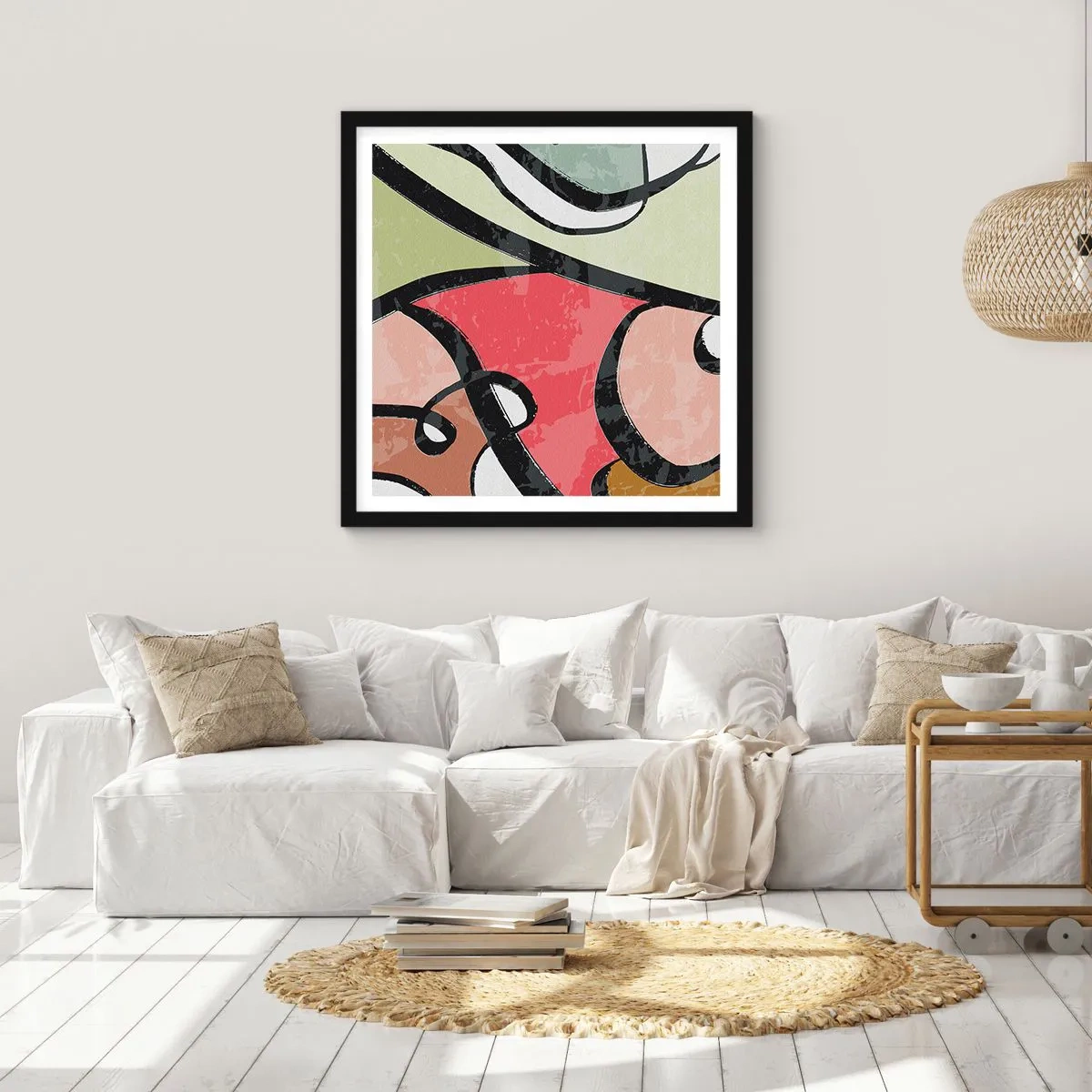 Poster în ramă neagră - Piruetă printre culori - 60x60 cm