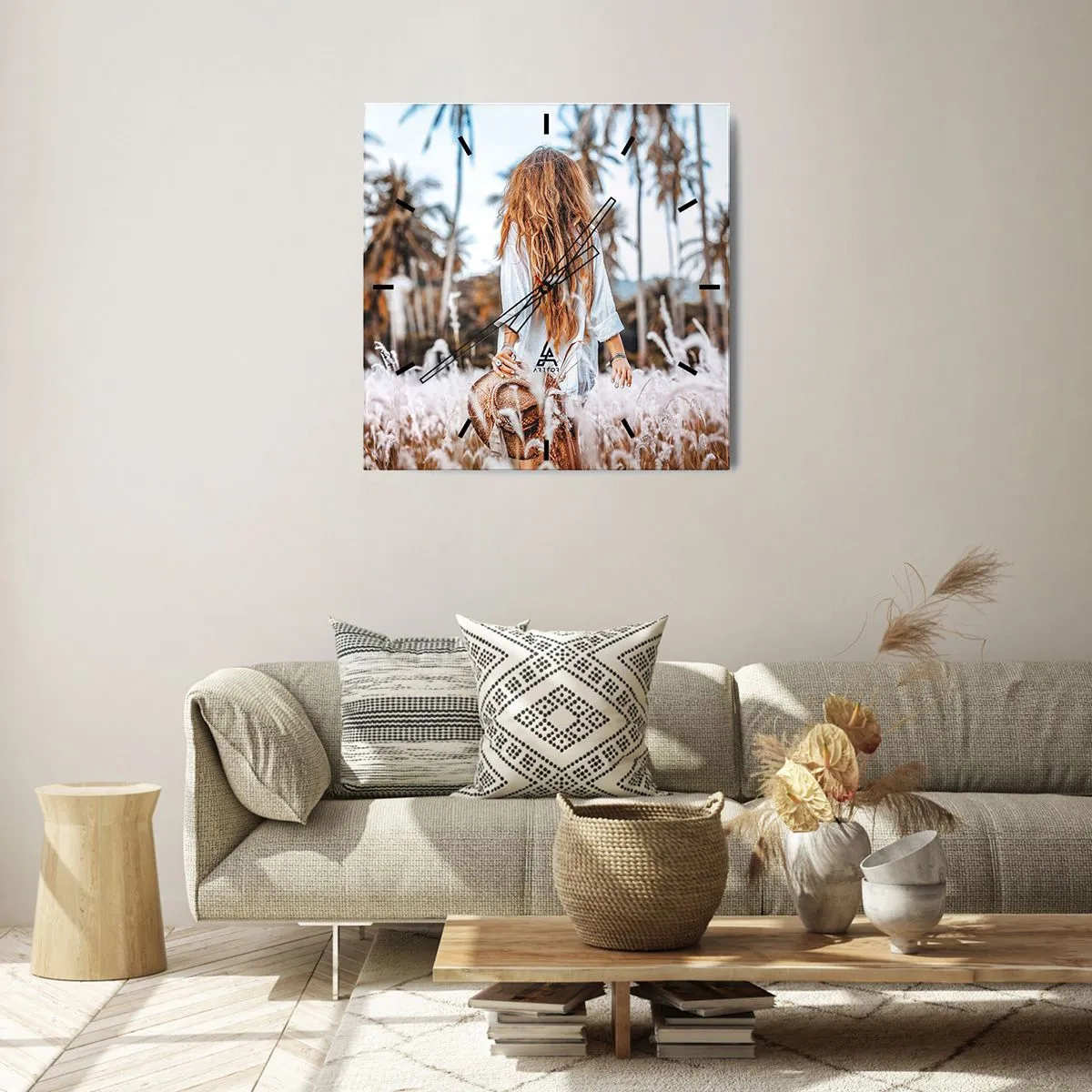 Ceas de perete - Ceas pe sticlă - Născută din puful de iarbă - 30x30 cm