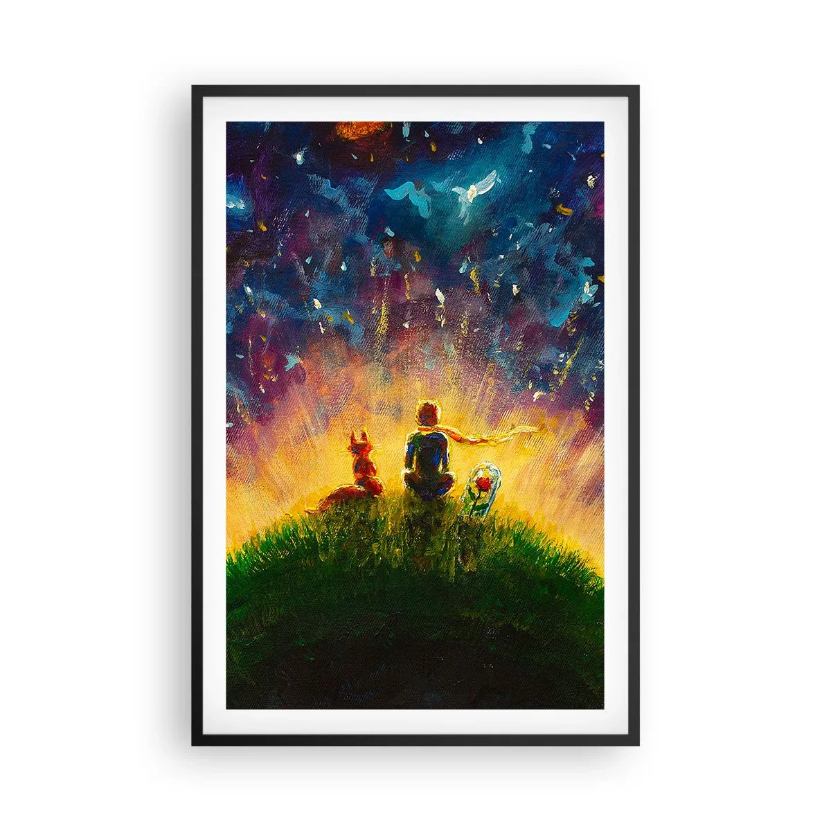 Poster în ramă neagră - Dragoste și prietenie - întreaga lume - 61x91 cm