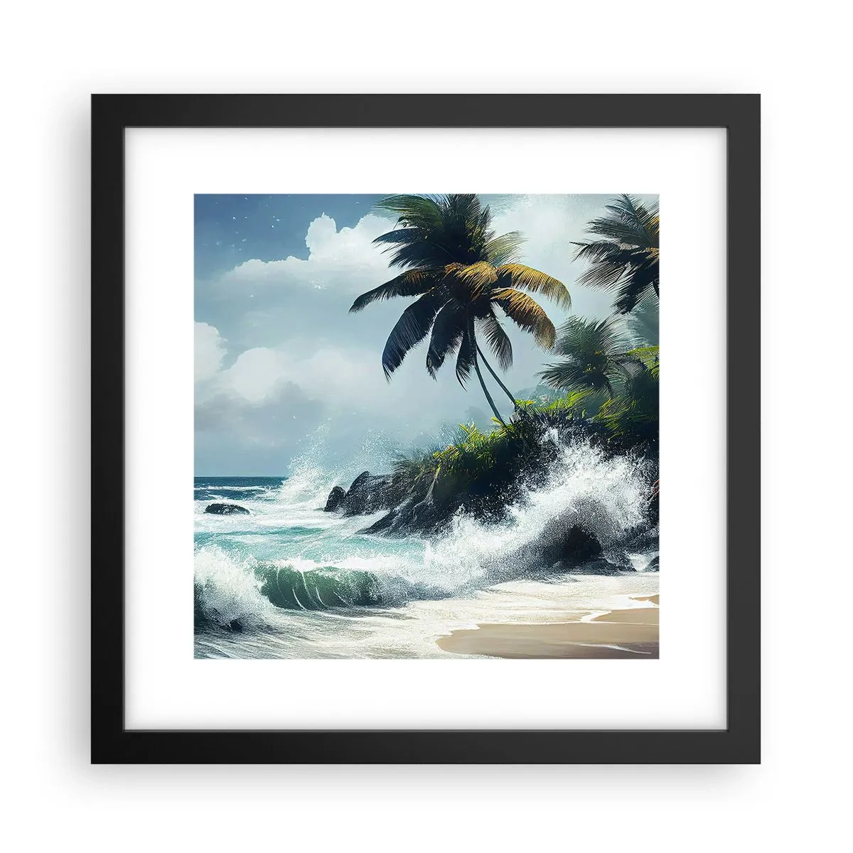 Poster în ramă neagră - Pe un țărm tropical - 30x30 cm