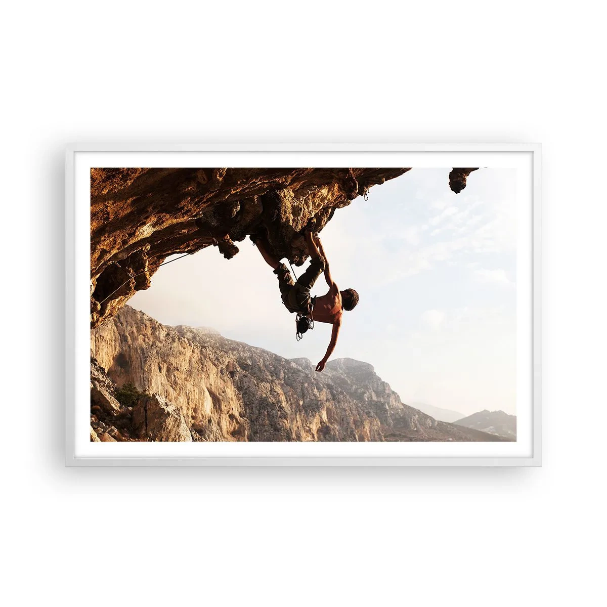 Poster în ramă albă - Lumea s-a micșorat într-un pumn pe un afloriment de bolovani - 91x61 cm