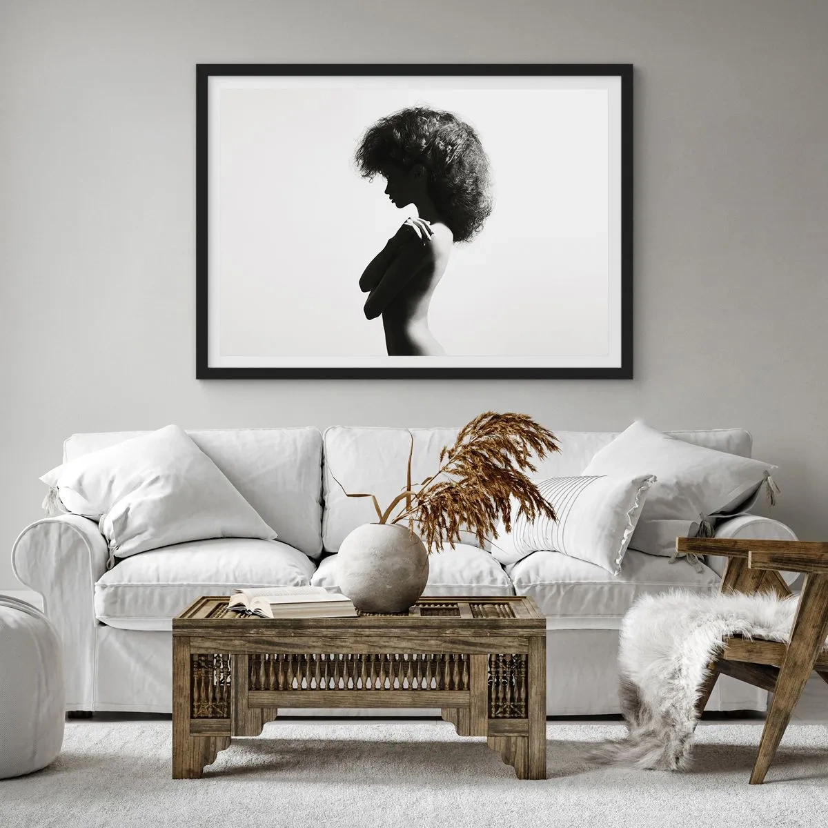 Poster în ramă neagră - Ca o floare pe o tulpină subțire - 70x50 cm